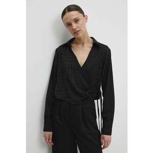 Answear Lab cămașă femei, culoarea negru, cu guler clasic, regular imagine