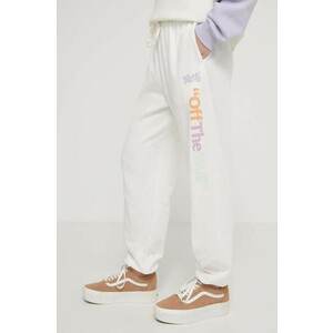 Vans pantaloni de trening culoarea bej, cu imprimeu imagine