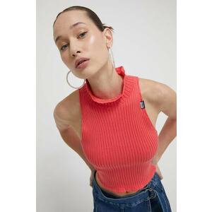 Moschino Jeans pulover de bumbac culoarea roz, light, cu turtleneck imagine