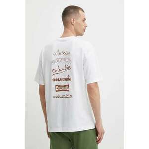Columbia tricou Burnt Lake barbati, culoarea alb, cu imprimeu, 2071711 imagine