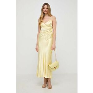 Bardot rochie culoarea galben, maxi, dreaptă imagine