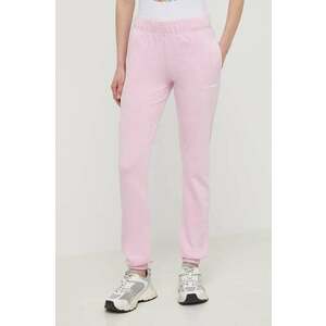 PLEIN SPORT pantaloni de trening din bumbac culoarea roz, neted imagine