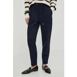 United Colors of Benetton pantaloni femei, culoarea albastru marin, drept, high waist imagine