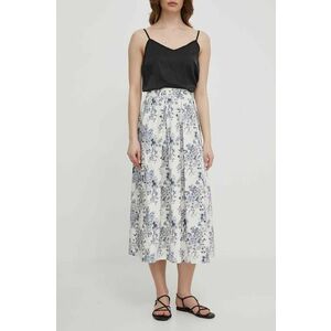 Artigli fusta din bumbac culoarea bej, midi, evazati imagine