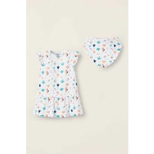 zippy rochie din bumbac pentru bebeluși culoarea alb, mini, dreaptă imagine