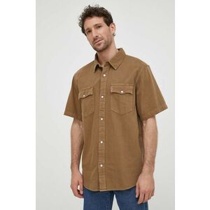 Levi's camasa din bumbac barbati, culoarea bej, cu guler clasic, relaxed imagine