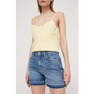 Superdry pantaloni scurti jeans femei, neted, medium waist imagine