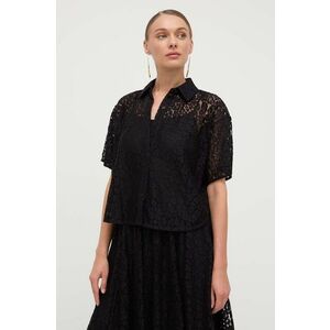 MICHAEL Michael Kors camasa femei, culoarea negru, cu guler clasic, relaxed imagine