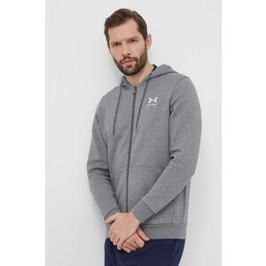 Under Armour bluza barbati, culoarea gri, cu glugă, neted imagine
