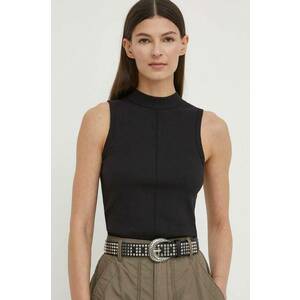 G-Star top femei, culoarea negru, cu turtleneck imagine