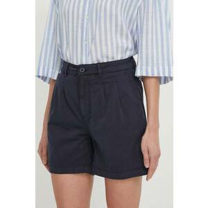 Pepe Jeans pantaloni scurti femei, culoarea albastru marin, neted, high waist imagine