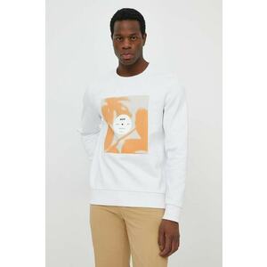 BOSS hanorac de bumbac bărbați, culoarea alb, cu imprimeu 50514449 imagine