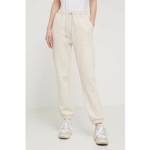 Herschel pantaloni de trening din bumbac culoarea bej, neted imagine