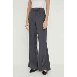 Remain pantaloni din lana culoarea gri, evazati, high waist imagine