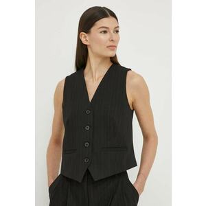 Samsoe Samsoe vesta SARAMONA culoarea negru, un singur rand de nasturi, F24100047 imagine