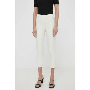 Theory pantaloni femei, culoarea bej, mulata, high waist imagine