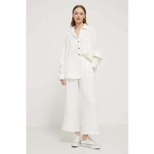 Billabong pantaloni de bumbac Follow Me culoarea alb, lat, high waist, ABJNP00420 imagine