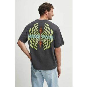 Wood Wood tricou din bumbac Haider Tribe barbati, culoarea gri, cu imprimeu, 12415705.2507 imagine