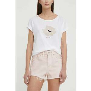 Levi's pantaloni scurti jeans femei, culoarea roz, neted, high waist imagine