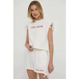 Pepe Jeans top din bumbac Kendall culoarea bej imagine