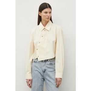 Won Hundred cămașă din bumbac femei, culoarea bej, cu guler clasic, relaxed 2878-14235 imagine