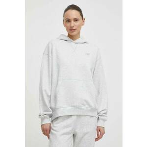 New Balance hanorac de bumbac femei, culoarea gri, cu glugă, melanj, WT41537AHH imagine