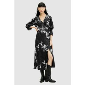 AllSaints rochie ANI IONA DRESS culoarea negru, midi, evazată, W003DA imagine