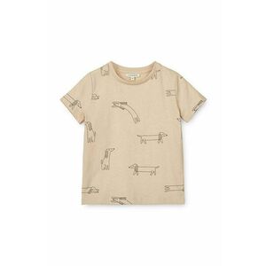 Liewood tricou din bumbac pentru bebelusi Apia Baby Printed Shortsleeve T-shirt culoarea bej, modelator imagine