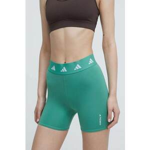 adidas Performance pantaloni scurți de antrenament Techfit culoarea verde, cu imprimeu, high waist, IU1853 imagine