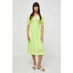 BOSS Orange rochie culoarea verde, midi, evazată 50511805 imagine