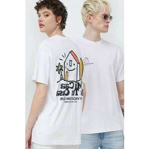 On Vacation tricou din bumbac Mi Casa culoarea alb, cu imprimeu, OVC T149 imagine