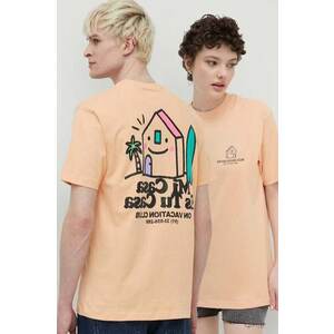 On Vacation tricou din bumbac Mi Casa culoarea portocaliu, cu imprimeu, OVC T149 imagine