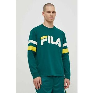 Fila longsleeve din bumbac Luohe culoarea verde, cu imprimeu, FAM0669 imagine