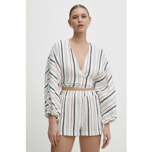 Answear Lab bluza din in culoarea alb, modelator imagine