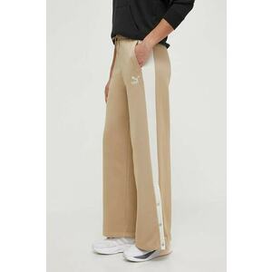 Puma pantaloni de trening T7 culoarea bej, cu imprimeu, 625025 imagine