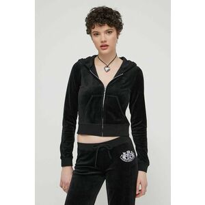 Juicy Couture bluza femei, culoarea negru, cu glugă, cu imprimeu imagine
