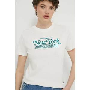 Tommy Jeans tricou din bumbac femei, culoarea bej DW0DW17826 imagine