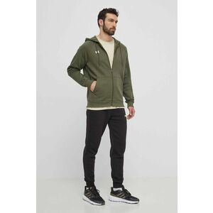 Under Armour bluza barbati, culoarea verde, cu glugă, neted imagine