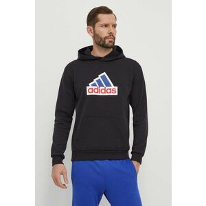 adidas bluza barbati, culoarea negru, cu glugă, cu imprimeu, IS3233 imagine
