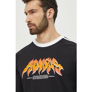 adidas Originals longsleeve din bumbac Flames culoarea negru, cu imprimeu, IS0206 imagine