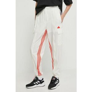adidas pantaloni de trening culoarea bej, cu imprimeu, IS0904 imagine