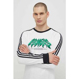 adidas Originals longsleeve din bumbac Flames culoarea alb, cu imprimeu, IS2917 imagine