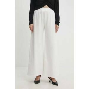 Answear Lab pantaloni femei, culoarea alb, lat, high waist imagine