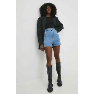 Answear Lab pantaloni scurti jeans femei, neted, high waist imagine