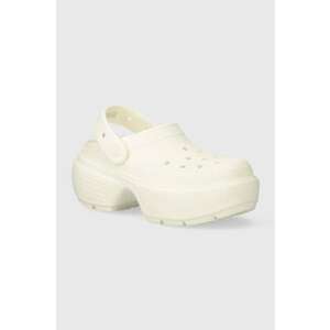 Crocs papuci Stomp Slide femei, culoarea bej, cu platforma, 209347.0WV imagine