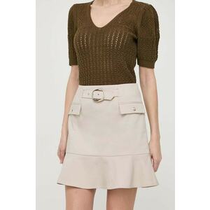 Morgan fusta culoarea bej, mini, evazati imagine