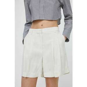 Herskind pantaloni scurti Lena femei, culoarea bej, neted, high waist, 5105110 imagine