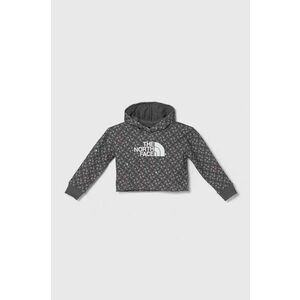 The North Face hanorac de bumbac pentru copii DREW PEAK LIGHT HOODIE PRINT culoarea gri, cu glugă, modelator imagine