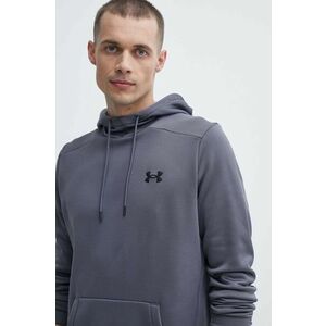 Under Armour bluză trening culoarea gri, cu glugă, neted imagine