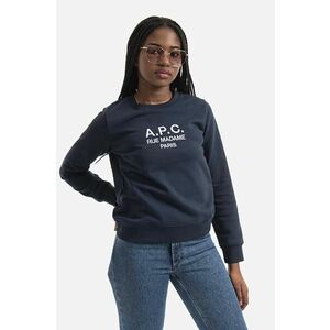 A.P.C. hanorac de bumbac Sweat Tina femei, culoarea bleumarin, cu imprimeu COEBH.F27561-MARINE imagine